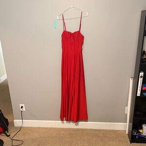 Elegant Red Spaghetti Strap Dress